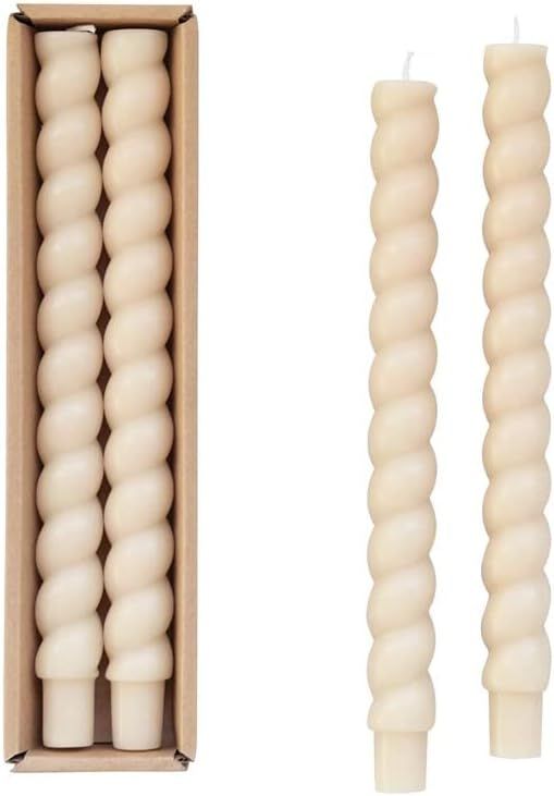 Christmas Store 10 H Cream Unscented Twisted Taper Candles in Box, Set of 2 | Amazon (US)