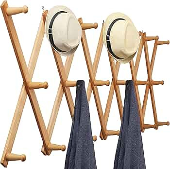 WEBI Accordion Wall Hanger,Expandable Wooden Coat Rack Wall Mounted,Accordion Hat Rack for Wall,A... | Amazon (US)