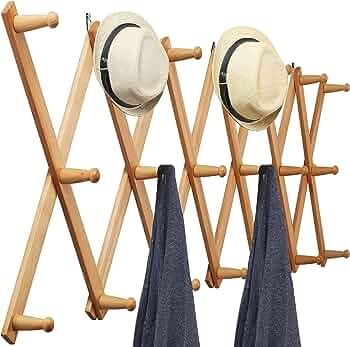 WEBI Accordion Wall Hanger,Expandable Wooden Coat Rack Wall Mounted,Accordion Hat Rack for Wall,A... | Amazon (US)