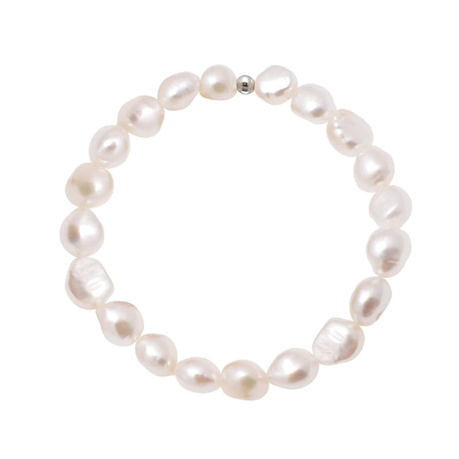 Cultured Freshwater Baroque Pearl Stretch Bracelet 7 Inch, 8-9 mm/Natural White Color | Amazon (US)