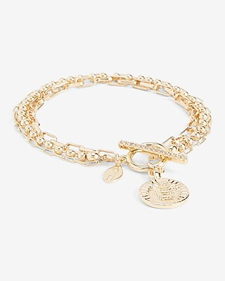 3 Row Initial Coin Bracelet | Express