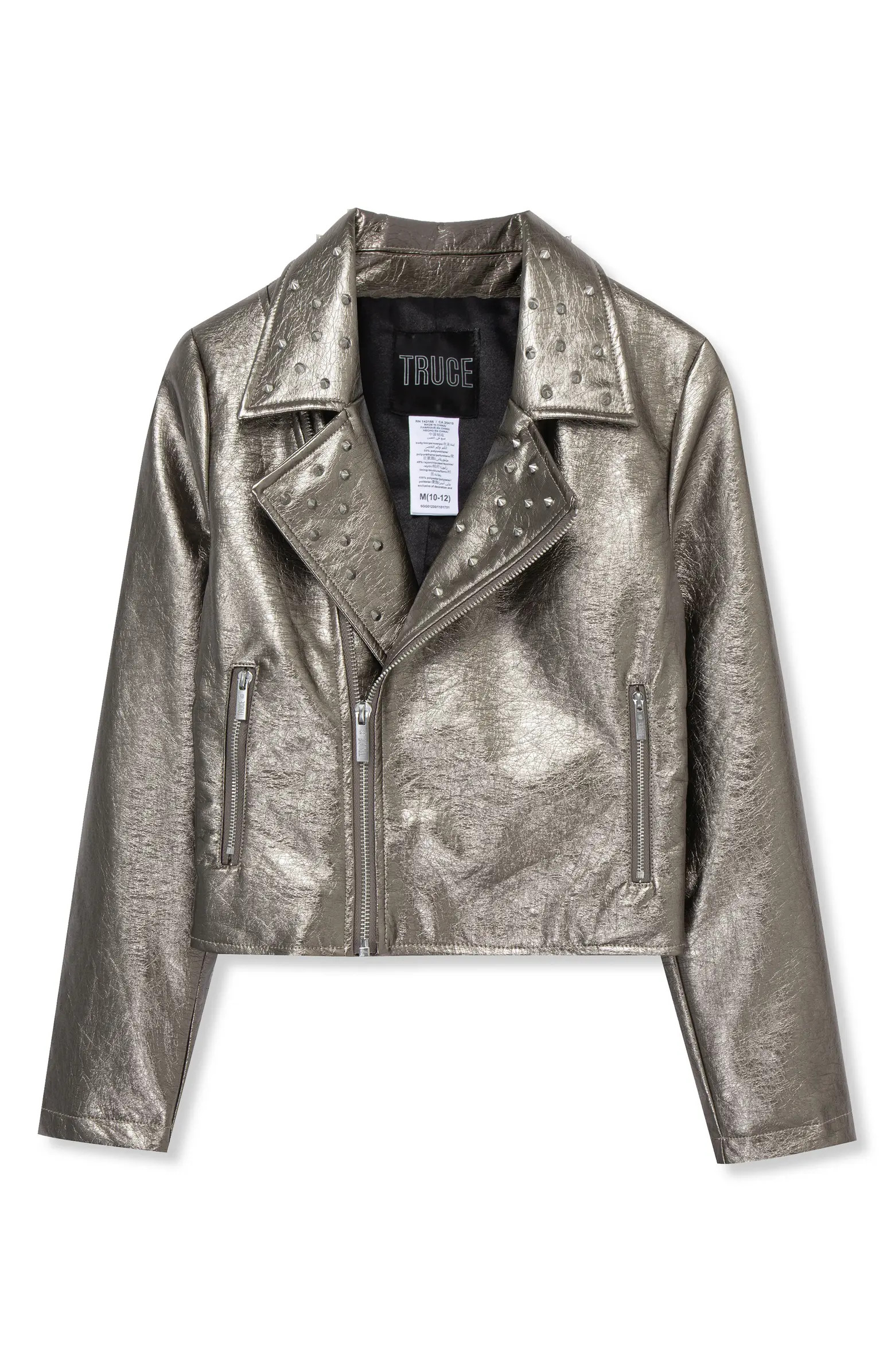 Truce Kids' Studded Metallic Faux Leather Jacket | Nordstrom | Nordstrom