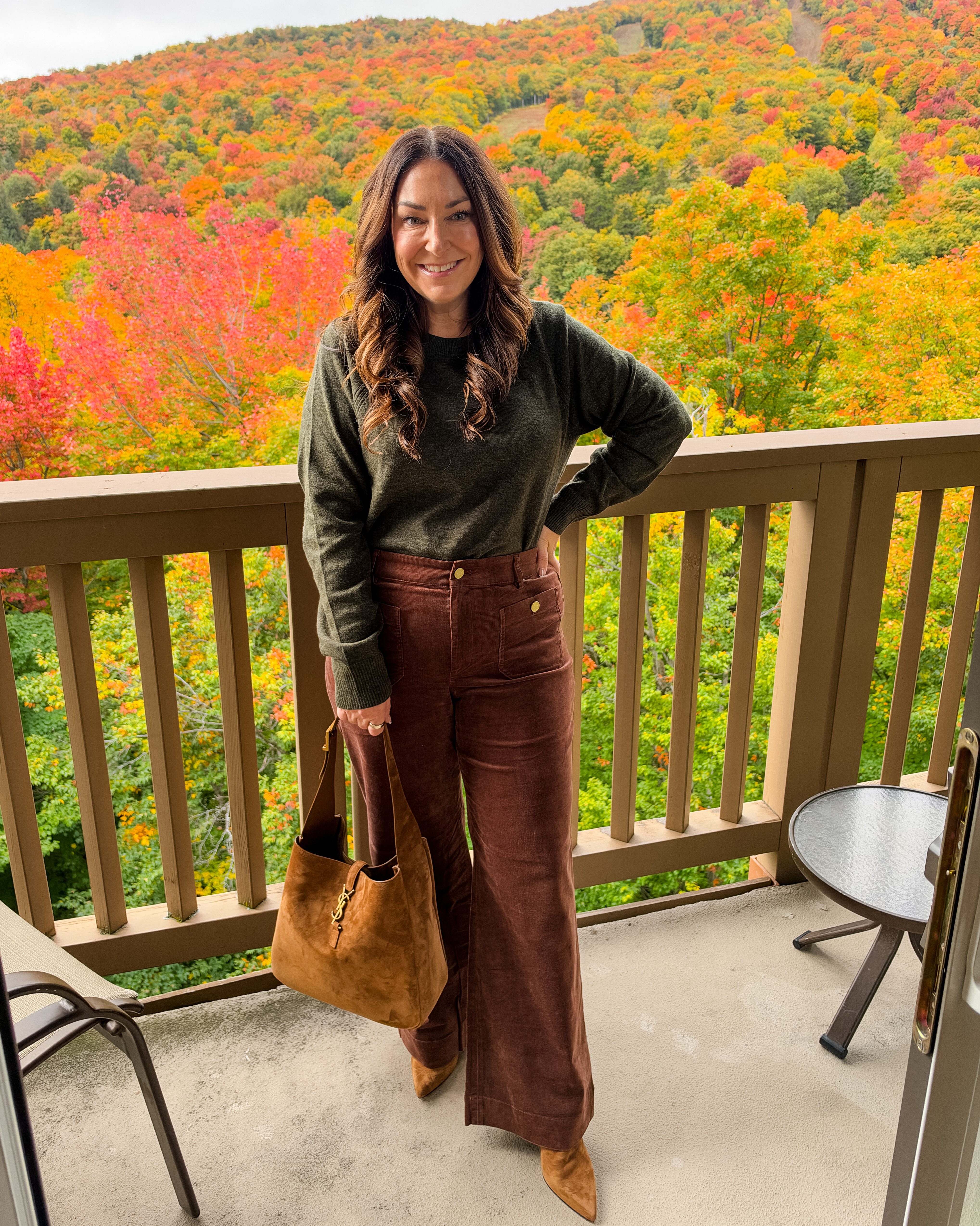 Cozy fall outfit 🍂 This lighter weight Olive green sweater with corduroy wide-leg pants it the perfect rich-toned look for leaf-peeping and fall getaways.

Sizing: Sweater, L | Pants size down if in-between, 31 

 #LTKSeasonal #LTKOver40 #LTKmidsize #LTKSeasonal #LTKOver40 #LTKMidsize