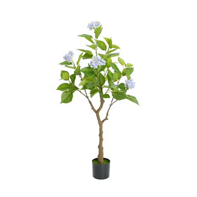 4FT Artificial Hydrangea Tree in Pot, Faux Silk Flower Plant with Realistic Blooms, Large Potted Artificial Plant for Indoor Outdoor Home Decor | Target