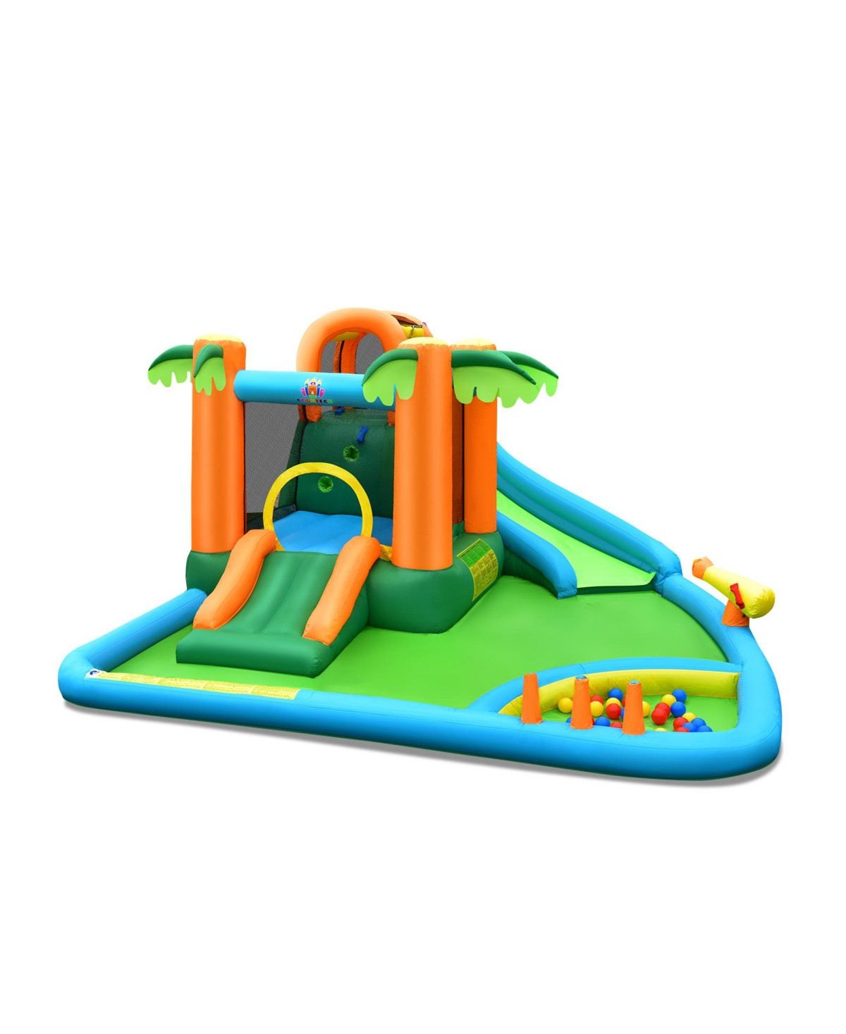 Sugift Inflatable Water Slide Park with Upgraded Handrail, Outdoor Play Structure without Blower - Green | Macy's