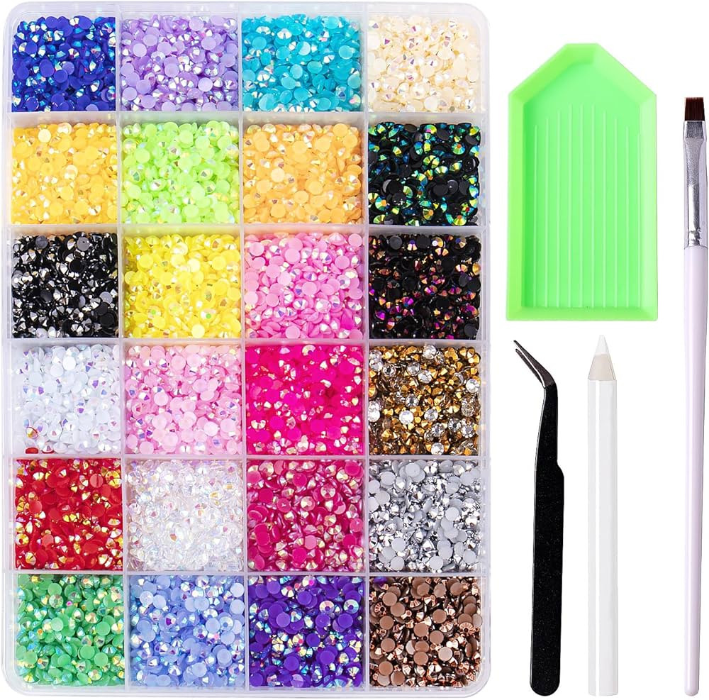 20000Pcs 4mm Resin Flatback Rhinestones Kit Non-hotfix Mixed Color Jelly Crystal AB Rhinestones f... | Amazon (US)