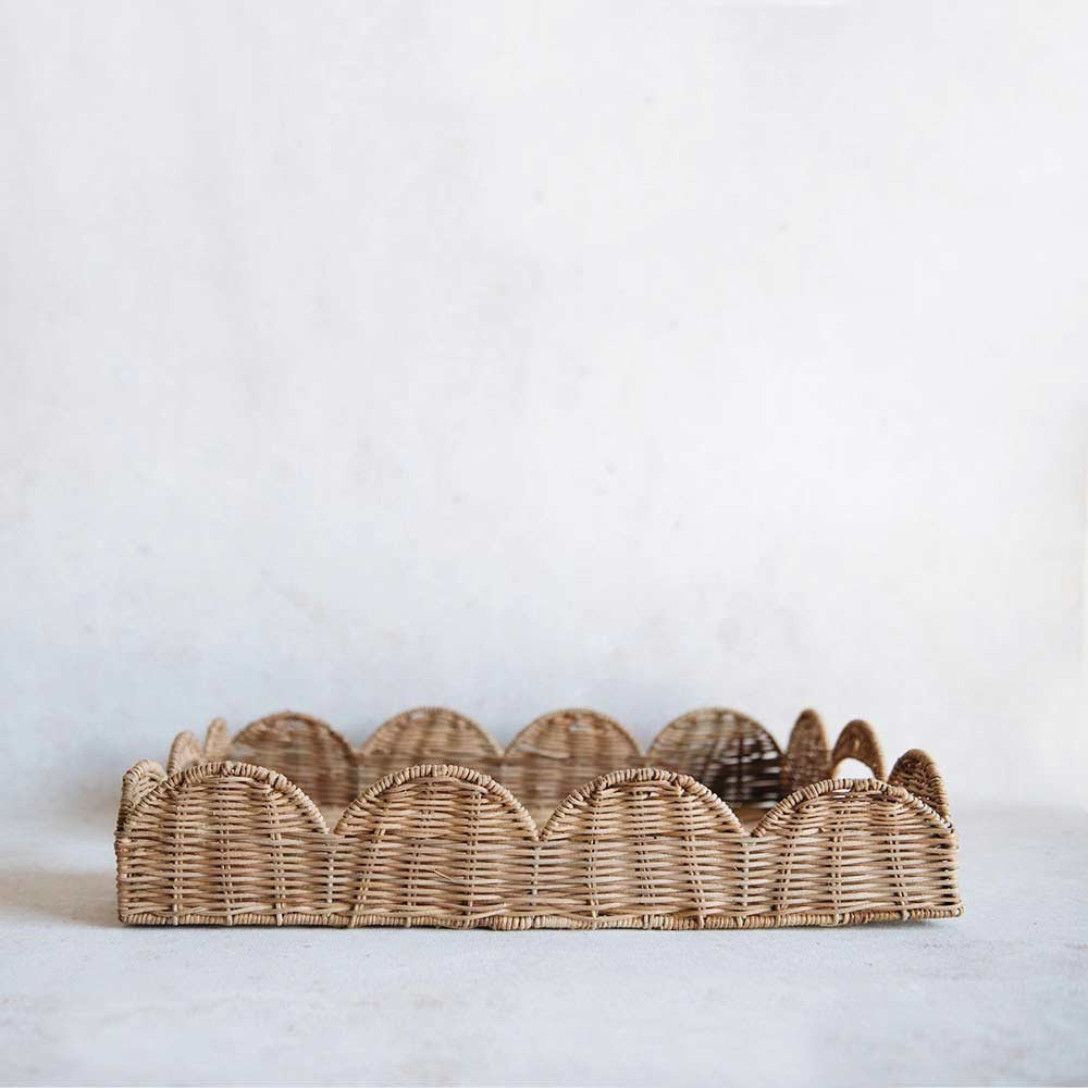 Sanders Scalloped Rattan Tray | Roan Iris