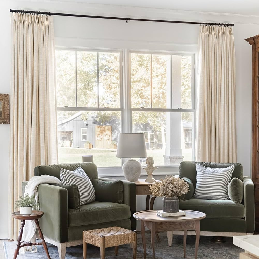 TWOPAGES 72 W x 102 L inch Pinch Pleat Unlined Light Filtering Drape Faux Linen Drapery Panel for... | Amazon (CA)