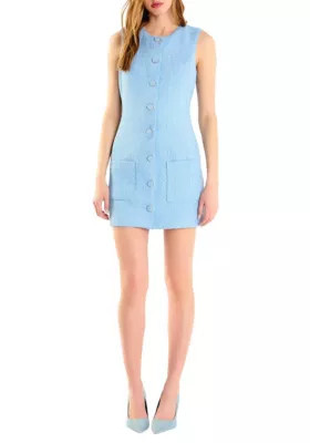 Endless Rose Women's Sleeveless Tweed Mini Dress, Blue, Large | Belk