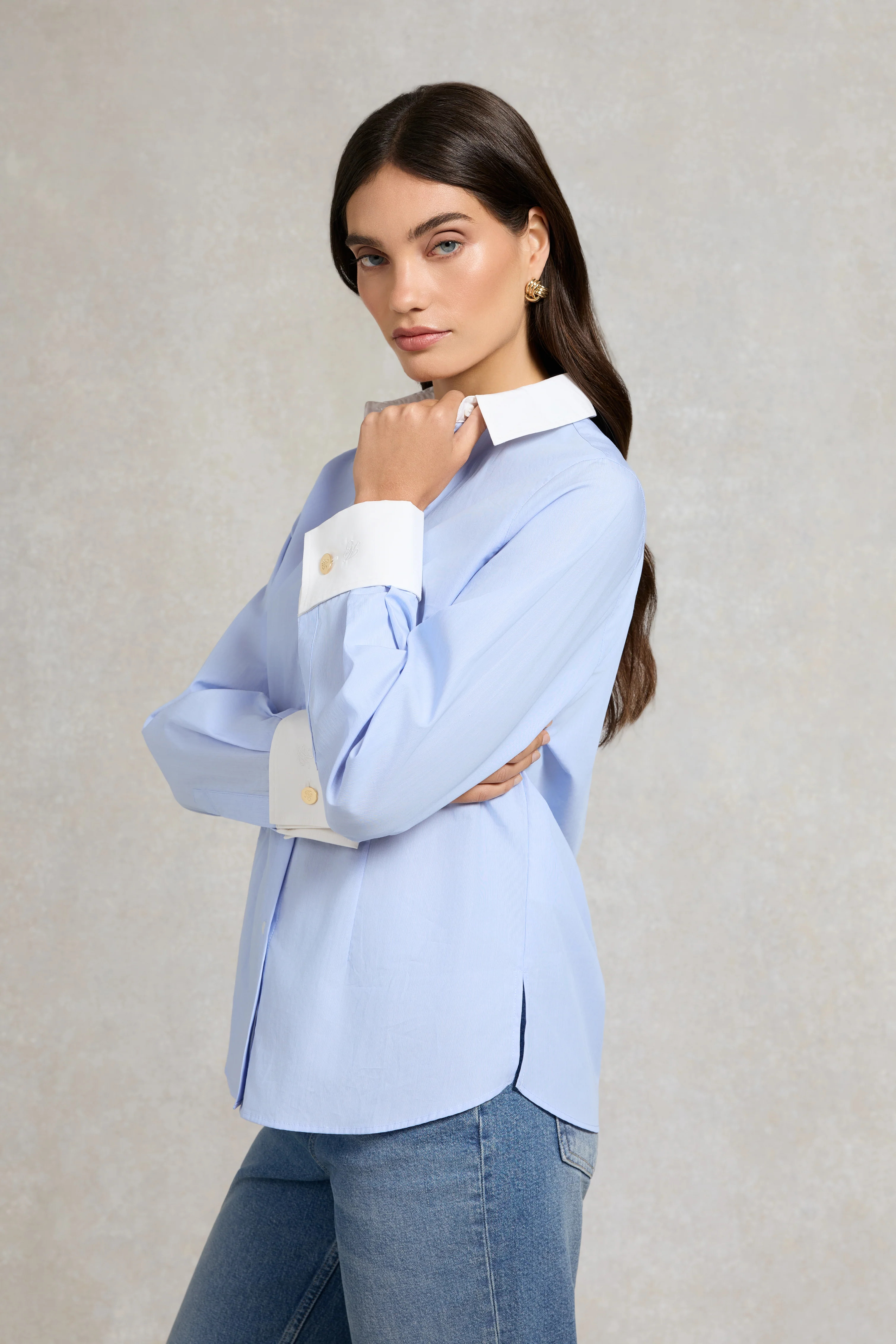 Louisa Shirt (Pale Blue Fine Stripe) | Holland Cooper