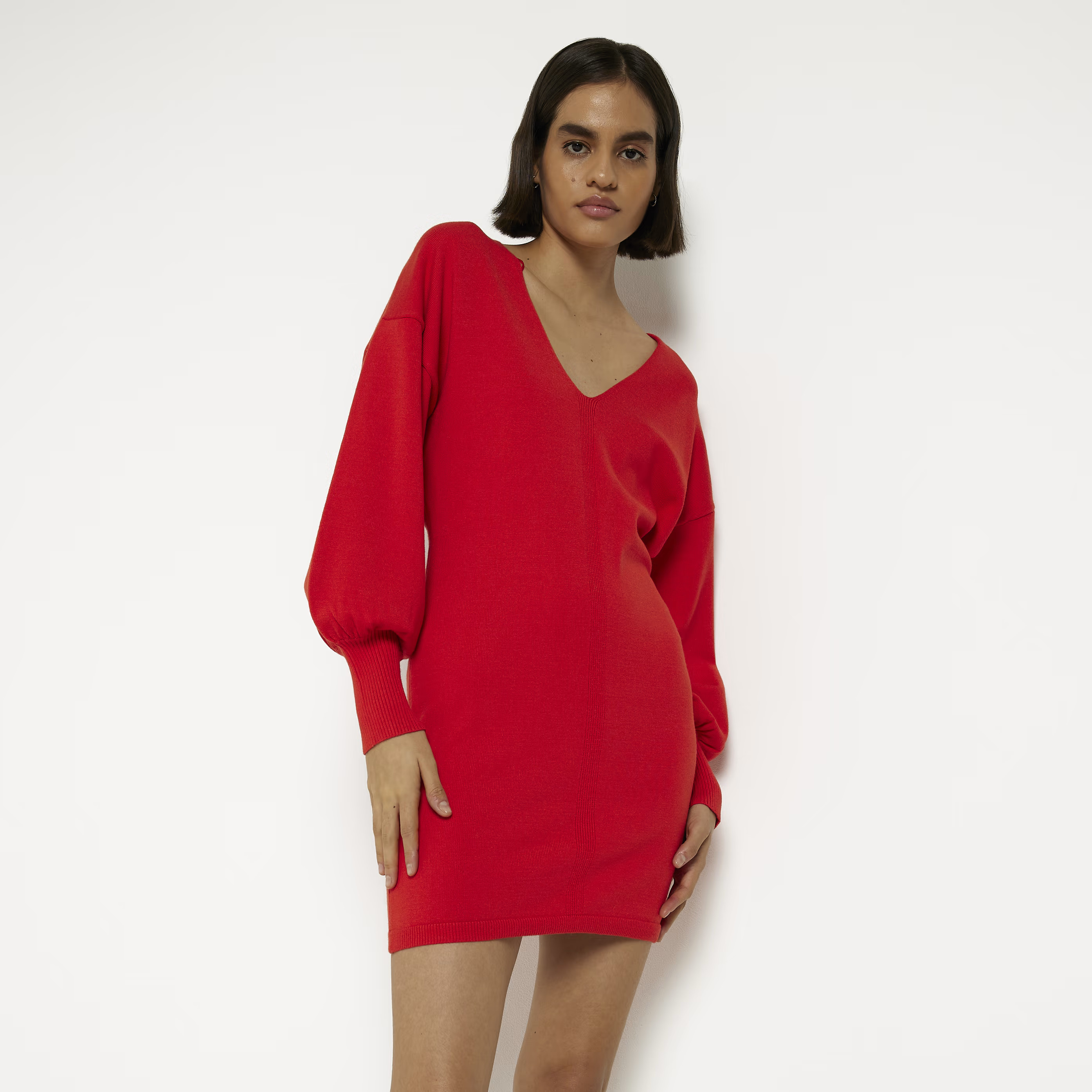 River Island Womens Red Long Sleeve Jumper Mini Dress | River Island (UK & IE)