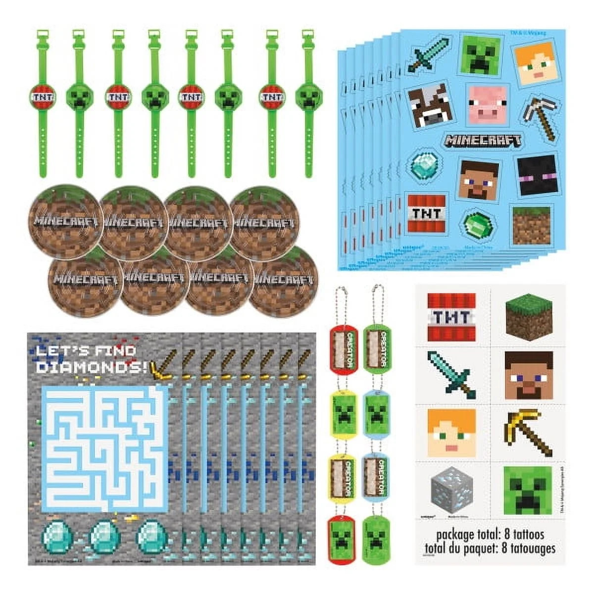 Minecraft Birthday Party Favor Kit, 48pc | Walmart (US)