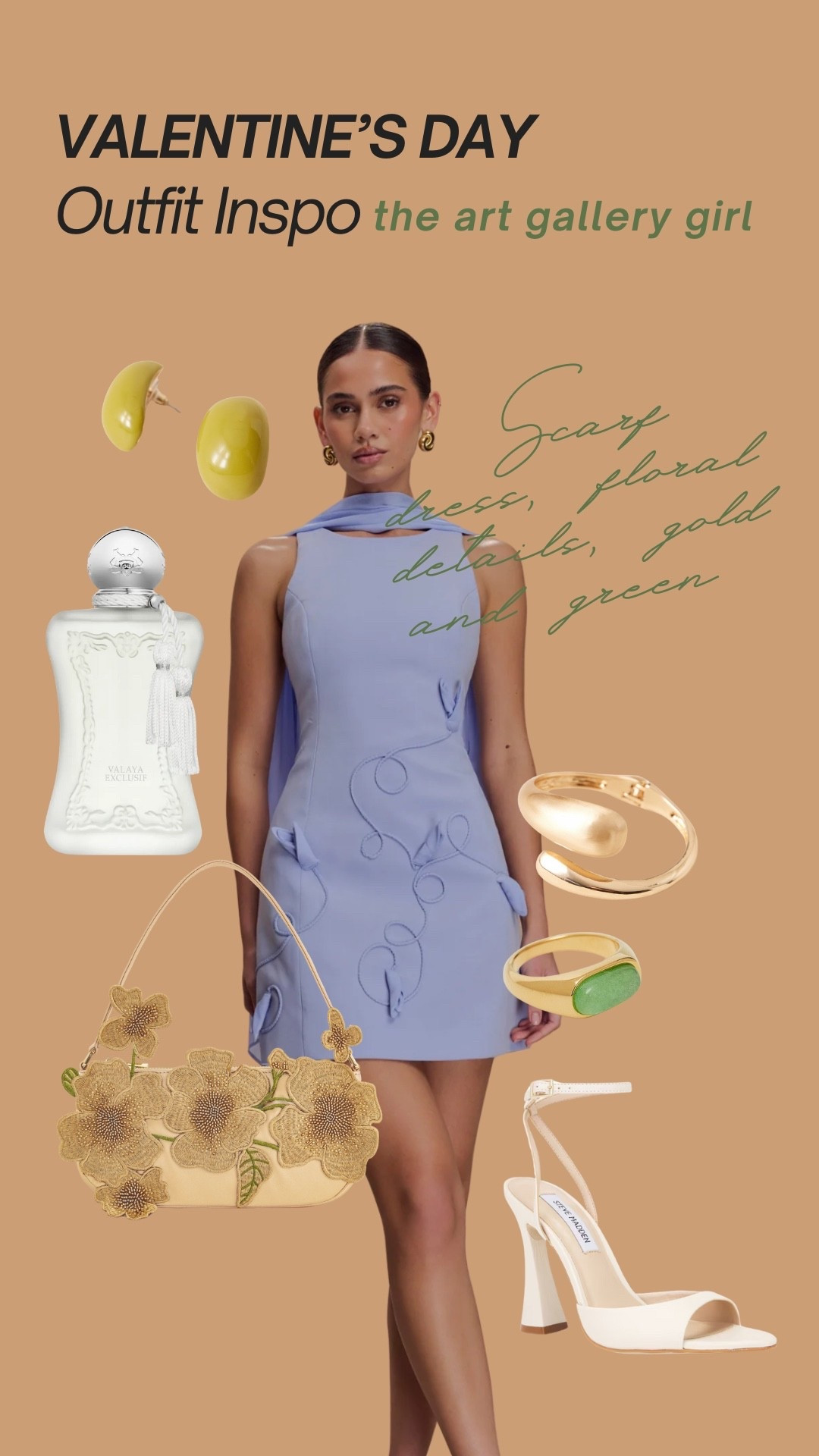 Valentine’s Day Outfit Inspo: the art gallery girl. Wearing a beautiful lilac,  scarf dress from Meshki (that also comes in red), gold and green jewelry, cream heels, gold, floral appliqué purse from JWPei and parfums de marly. Linked all items below for your Valentine’s Day plans 💜 


#Valentinesday#valentinesdayoutfit#valentinesdaydress#datenight#statementbag#goldjewelry#meshki#jwpei 