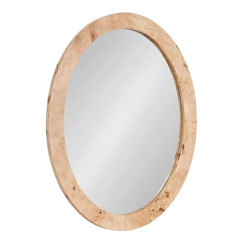 Kate and Laurel Burlock Modern Burlwood Oval Mirror, 22 x 28, Natural Wood, Transitional Wide Round Mirror for Use as Vanity Bathroom Mirror or Fireplace Mantel Mirror | Amazon (US)