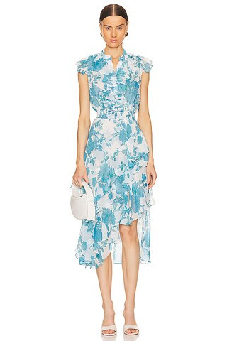 MISA Los Angeles Ilysa Dress in Turquoise Flora from Revolve.com | Revolve Clothing (Global)