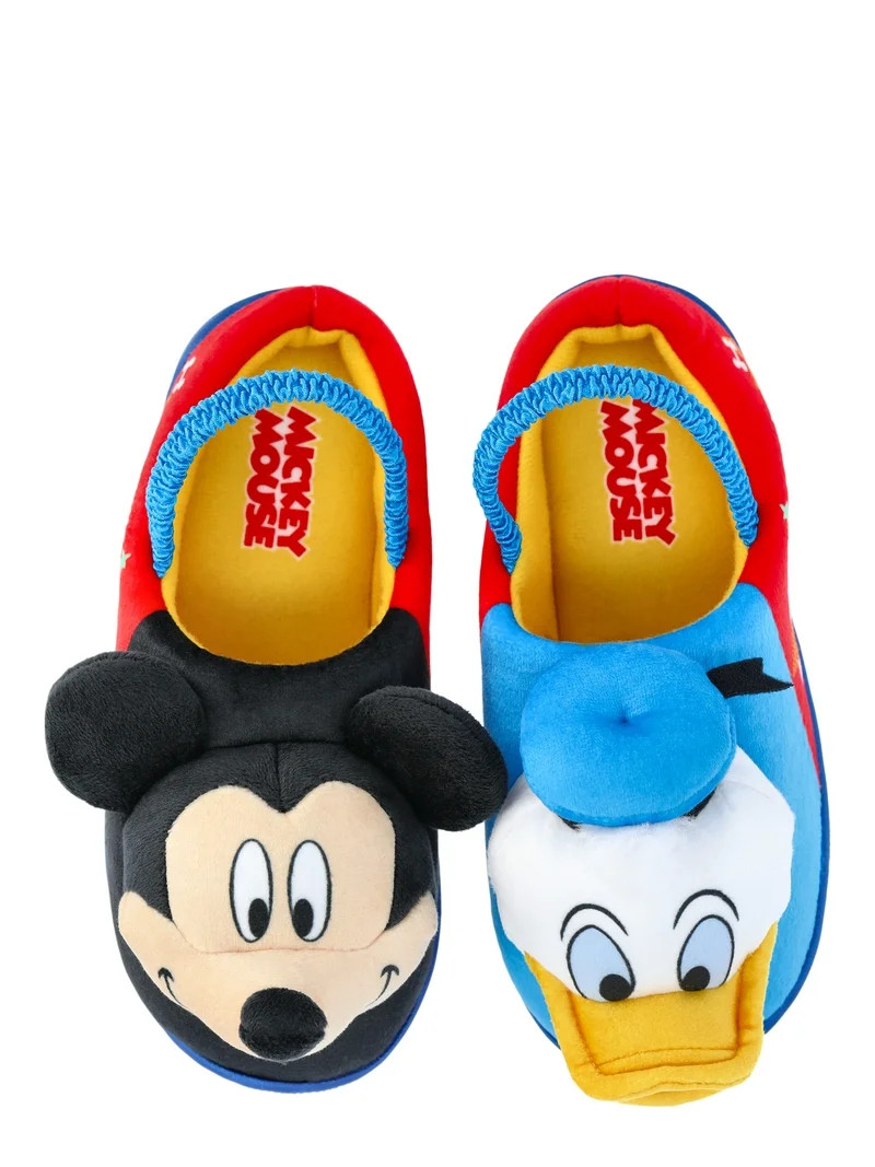 Mickie Mouse and Donald Duck Toddler Boys' 3D Character Slippers with Back Strap | Walmart (US)