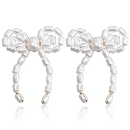 Bow Earrings for Women Knot Bow Drop Dangle Earrings Gold Pearl Bow Earrings Stud Jewelry Gifts | Walmart (US)