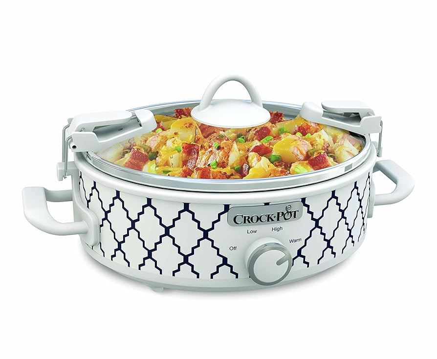 Amazon.com: Crock-Pot Small 2.5 Quart Casserole Slow Cooker in White/Blue, Enjoy Eye-Catching Qui... | Amazon (US)