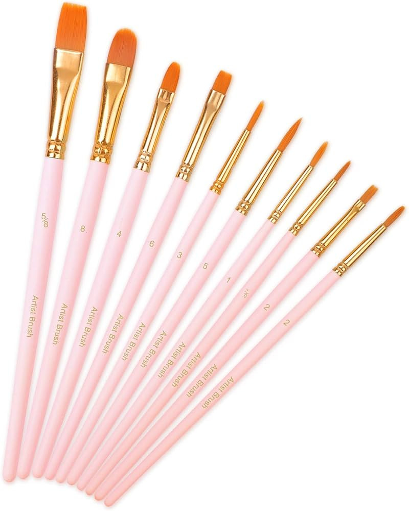 Aniyoo Paint Brushes Set 10 PCS Nylon Hair Paint Brushes for Acrylic Oil Watercolor Gouache Paint... | Amazon (UK)