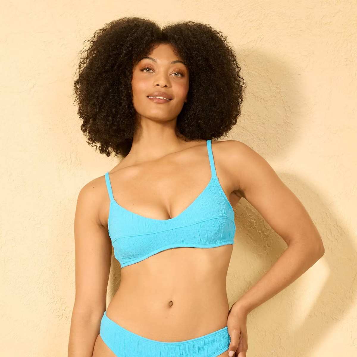 Women's Jacquard Textured Underwire Bikini Top - Shade & Shore™ Blue | Target