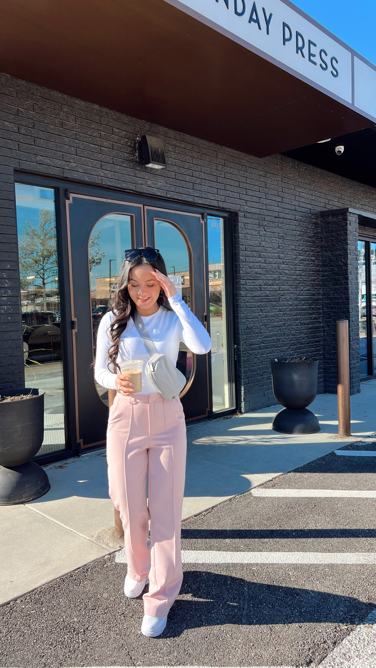 Casual outfit inspo 
Wearing a size small in the bodysuit! The best double lined seamless bodysuits, the material is SO good. On sale now 20% off and can stack another 20% off with code AFKATHLEEN or AFLAUREN

#trousers #pinktrousers #pinkpants #abercrombie #seamless #seamlessbodysuit #whitebodysuit #longsleevebodysuit

#LTKsalealert #LTKshoecrush