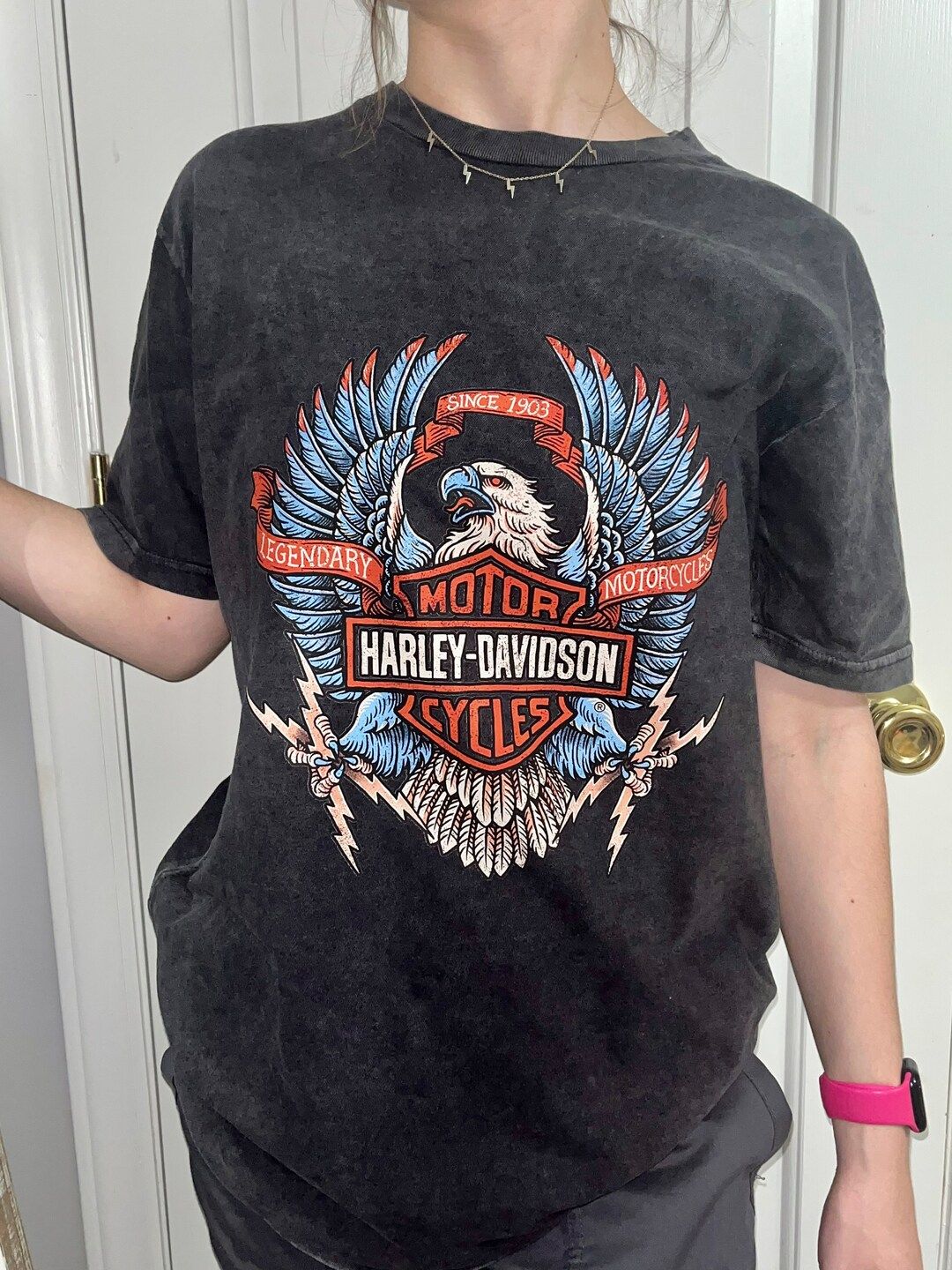 Harley Davidson Acid Wash T-shirt - Etsy | Etsy (US)