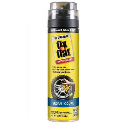 Fix-a-Flat 16oz Sedan and Coupe Tire Inflator: Automotive Accessories, Metal, 90-Day Warranty, Clear, 1.25 lbs | Target
