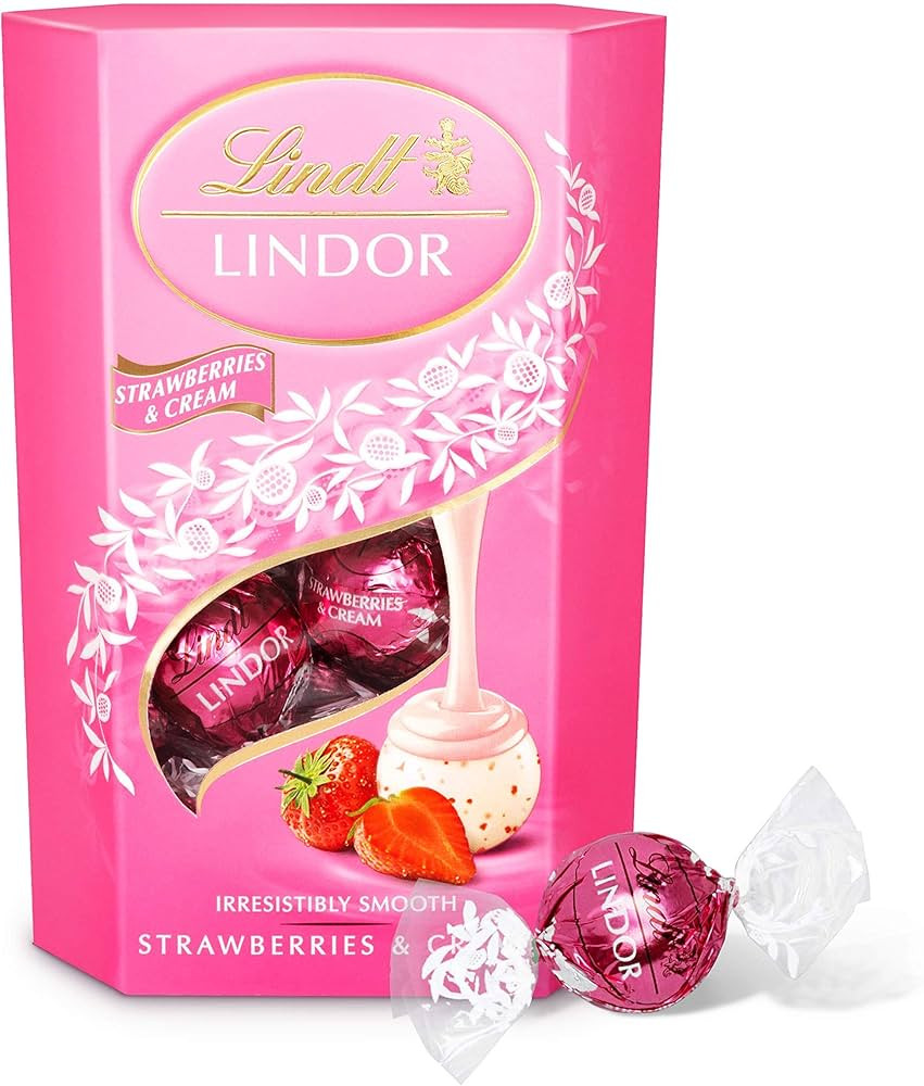 Lindt Lindor Strawberries & Cream Chocolate Truffles Box | Approx 16 truffles, 200g | Contains a ... | Amazon (UK)