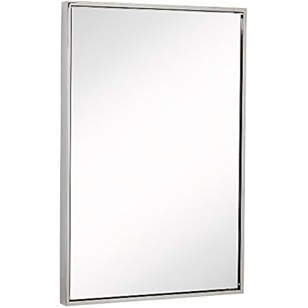 Hamilton Hills Commercial Contemporary Industrial Strength Wall Mirror Polished Stainless Metal Silv | Amazon (US)