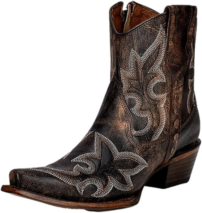 Corral Boots Western Embroidery & Zipper Ankle Boot | Amazon (US)