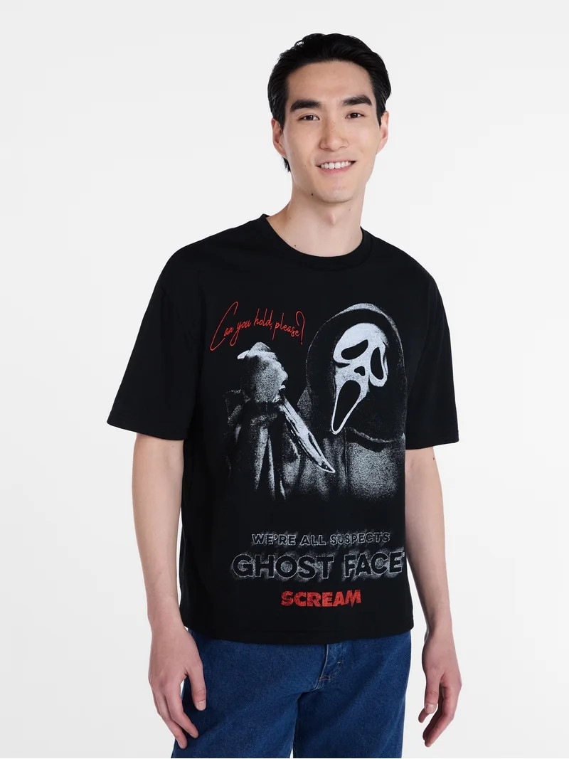 Ghostface x Scream Men's and Big Men's Graphic Tee with Embroidery, Sizes XS-5XL | Walmart (US)