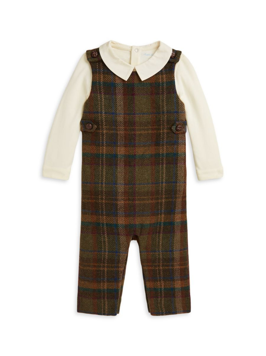 Baby Boy's Interlock Bodysuit & Plaid Overall Set | Saks Fifth Avenue