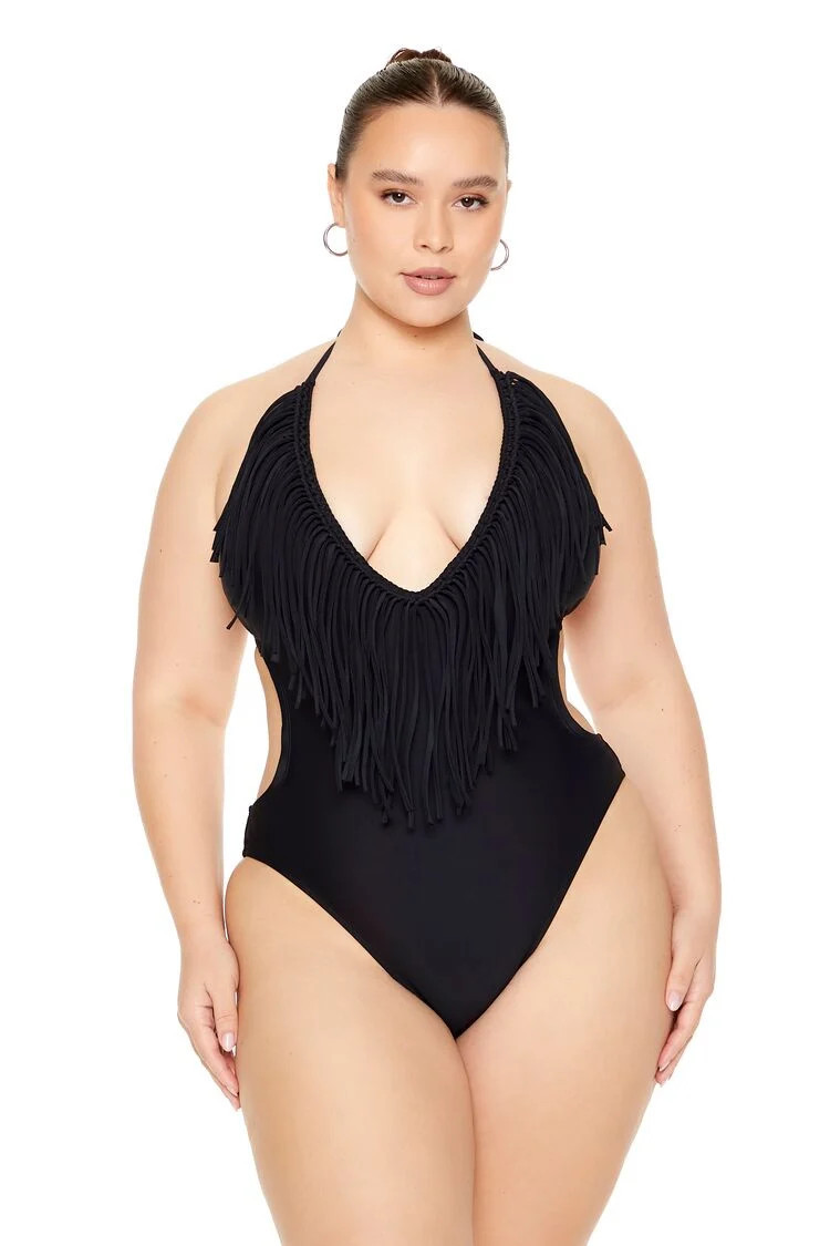 Plus Size Fringe One-Piece Swimsuit | Forever 21