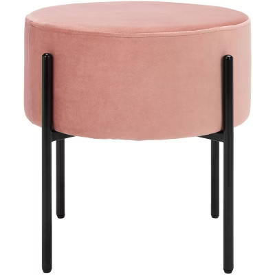 Lisbon Round Ottoman - OTT6202 - Dusty Rose/Black - Safavieh | Target