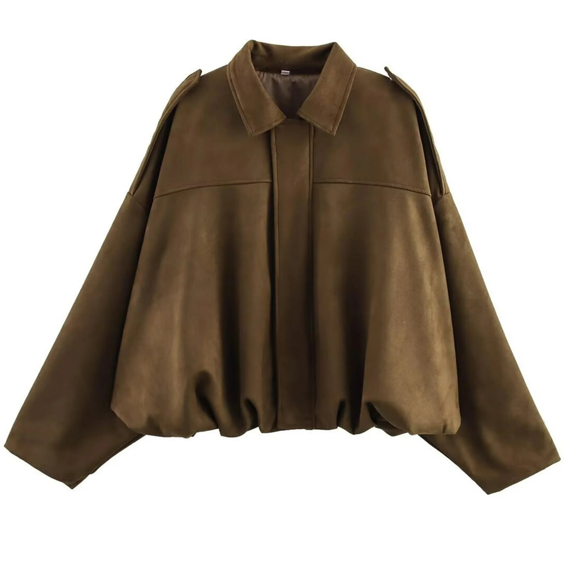 Lentta Women's Faux Suede Bomber Jacket Oversized Pilot Coats Fall Motorcycle Streetwear Outerwea... | Walmart (US)