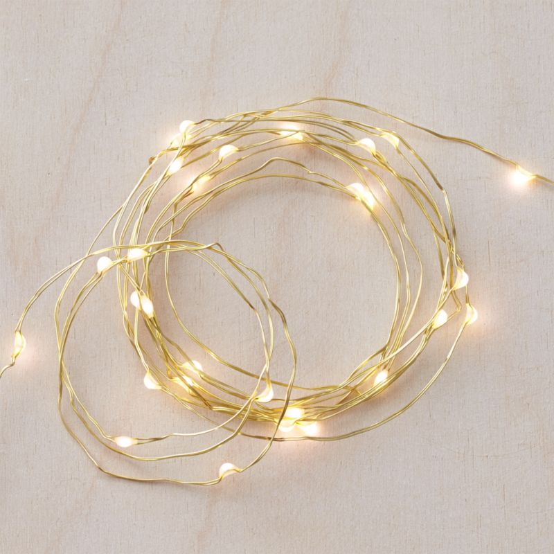 Twinkle Gold 30' Outdoor Patio String Lights + Reviews | Crate & Barrel | Crate & Barrel