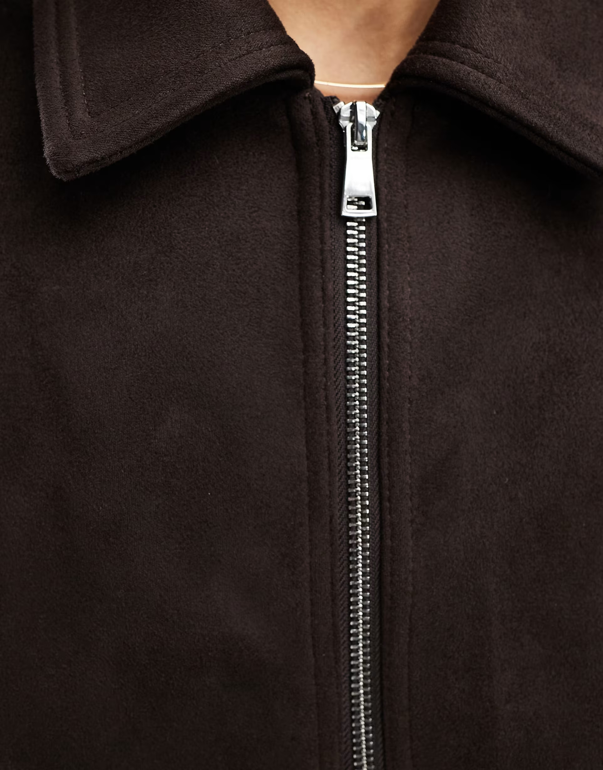 ASOS DESIGN suedette top collar jacket in chocolate | ASOS (Global)