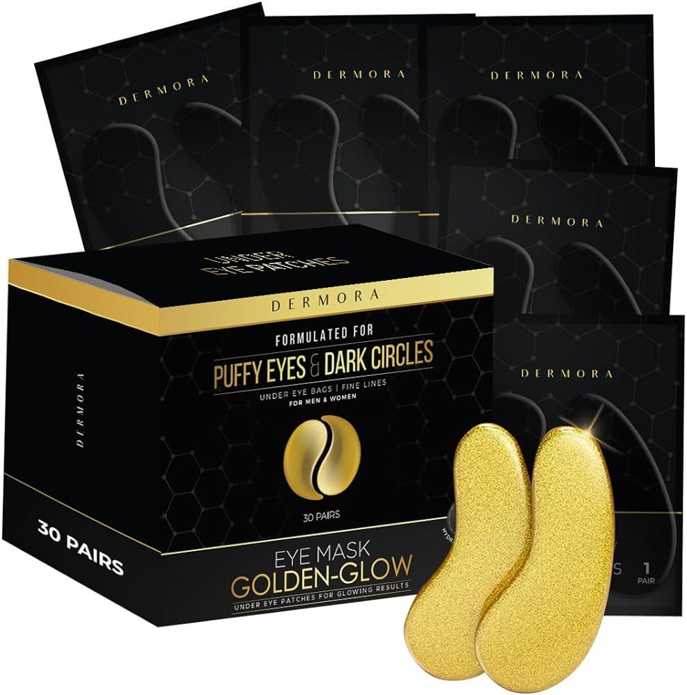 DERMORA Golden Glow Under Eye Patches (30 Pairs Eye Gels) - Rejuvenating Treatment for Dark Circl... | Amazon (US)