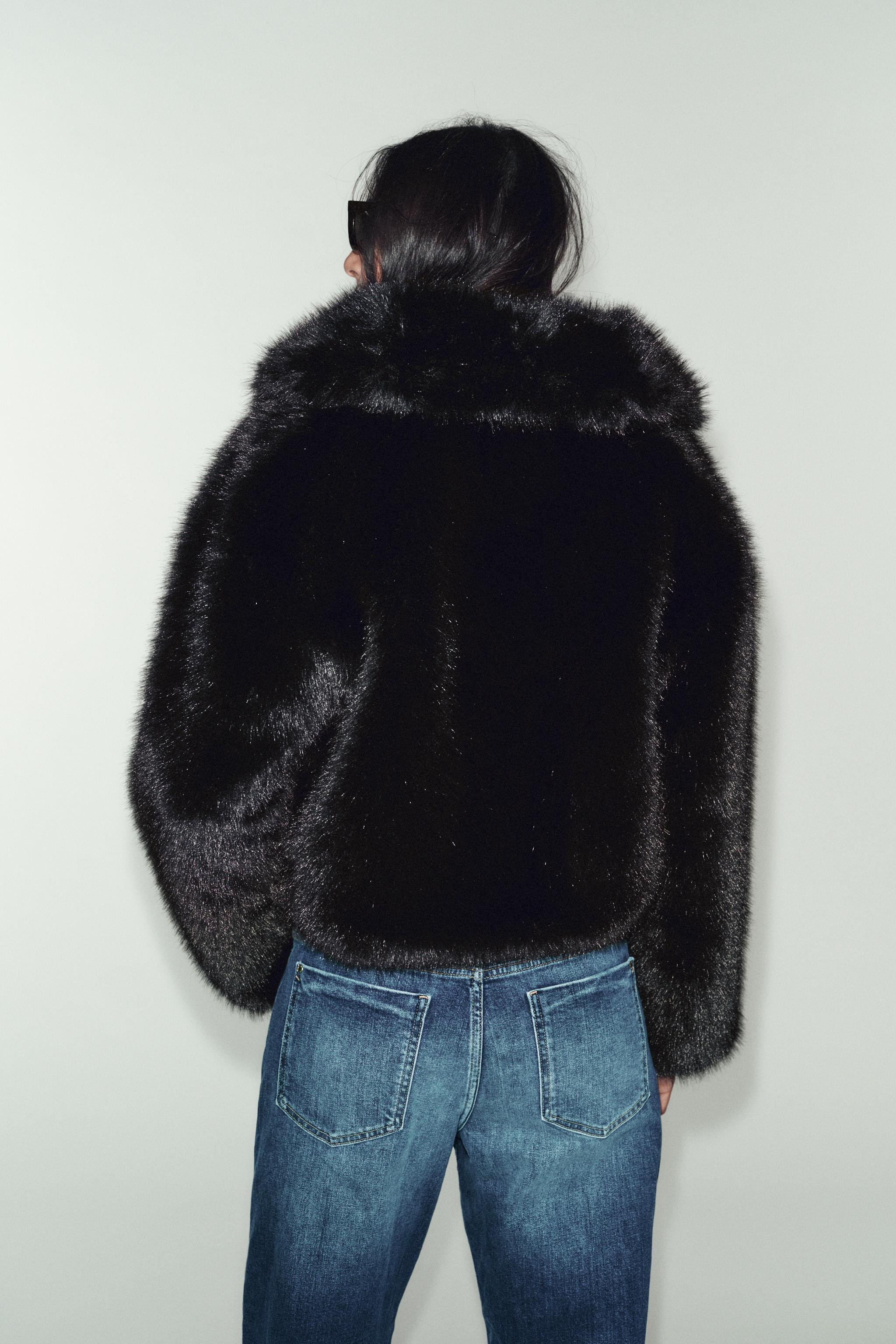 SHORT FAUX FUR COAT WITH LAPEL COLLAR | Zara UK