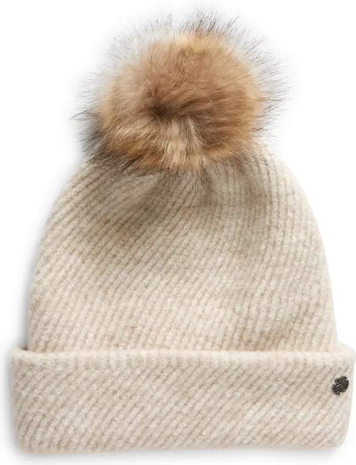 Cozy Heather Beanie with Faux Fur Pompom | Nordstrom