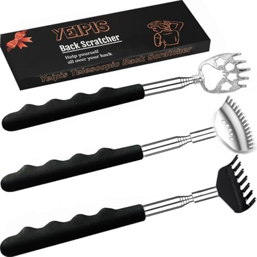 3 Pack Different Back Scratcher Metal Portable Telescoping with Rubber Handles, Extendable Back M... | Amazon (US)