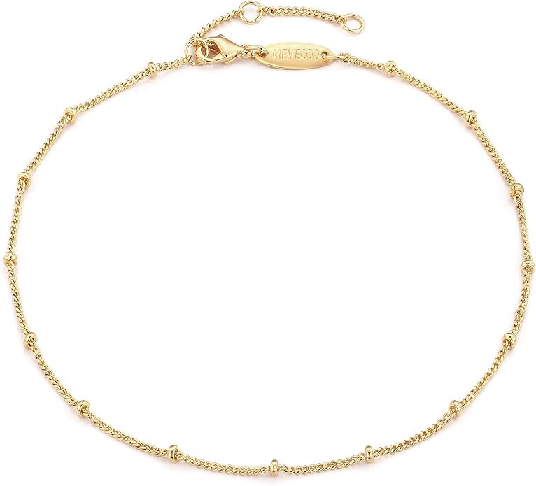 MEVECCO Anklet for Women Gold Chain 14K Gold Plated Dainty Boho Beach Summer Simple Foot Jewelry ... | Amazon (US)