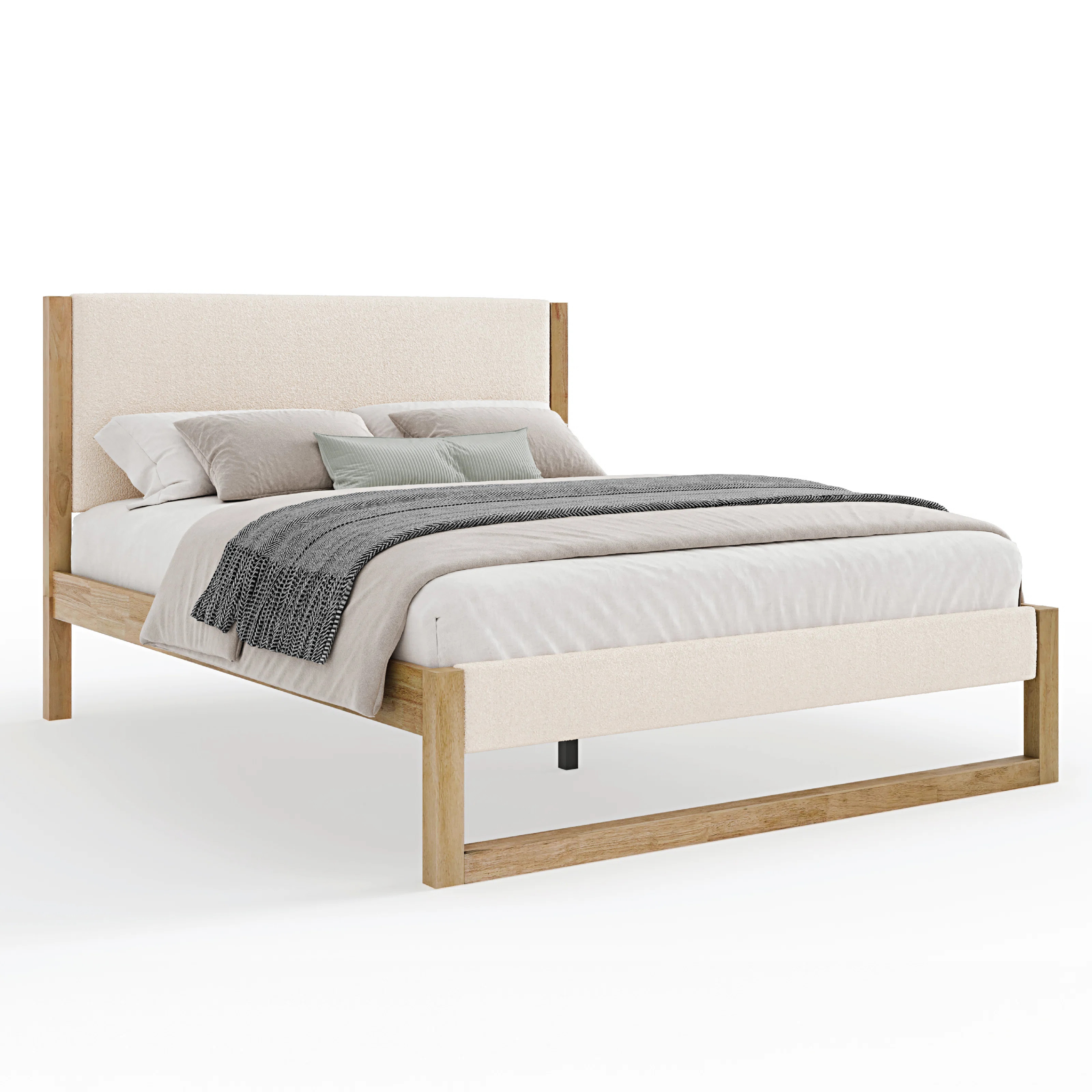 Maura Upholstered Cream Boucle Bed Frame | Birch Lane