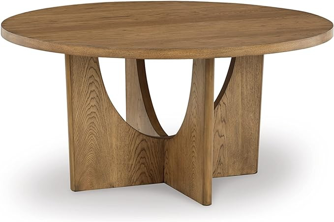 Signature Design by Ashley Dakmore Contemporary Dining Table with Geometric Base, Light Brown | Amazon (US)
