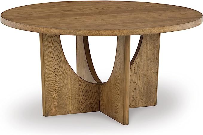 Signature Design by Ashley Dakmore Contemporary Dining Table with Geometric Base, Light Brown | Amazon (US)