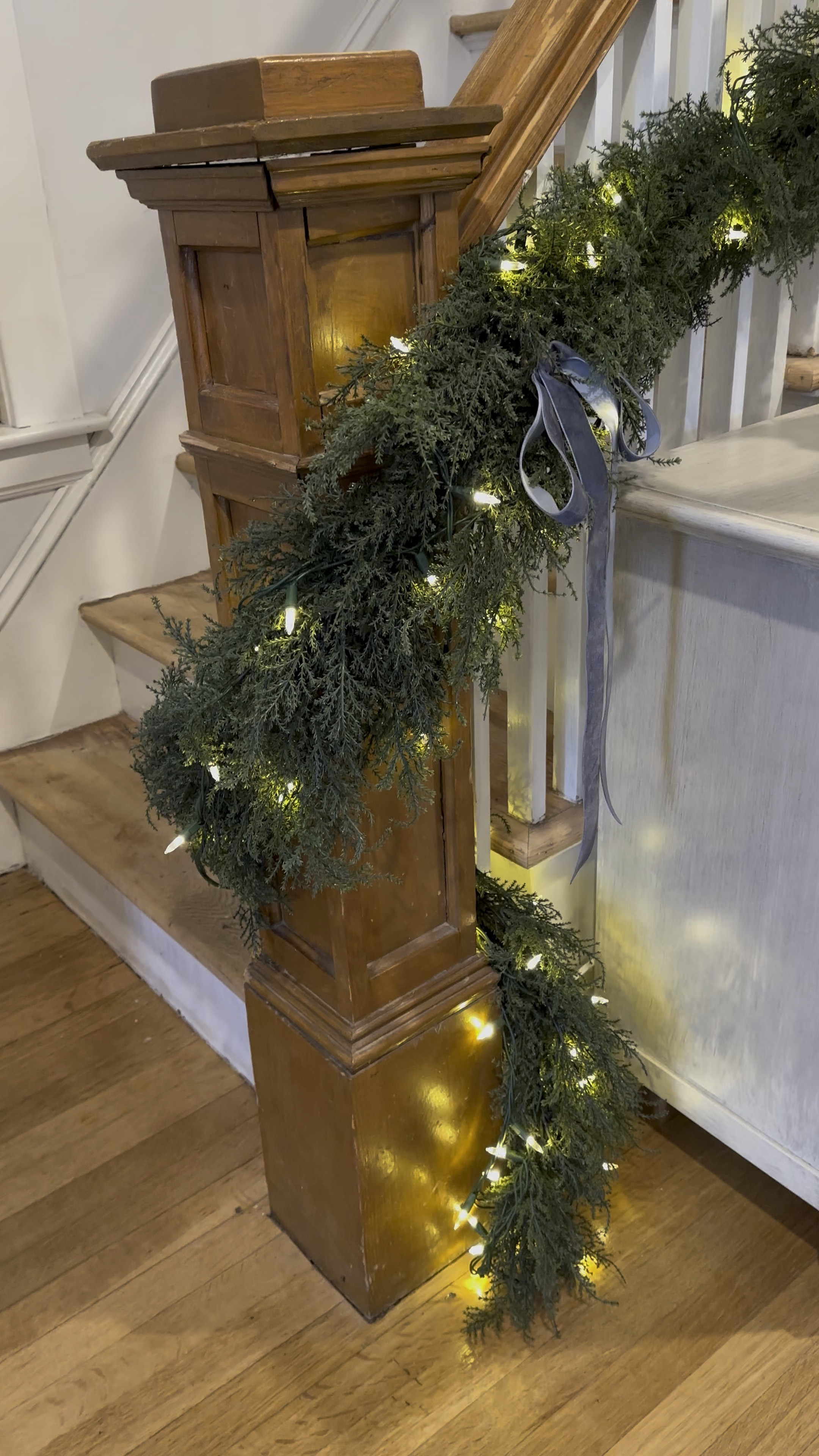 Indoor faux cedar garland we used on our staircase, we used 3 garlands here! Linking the blue velvet ribbon too!



#LTKSeasonal #LTKHoliday #LTKSaleAlert