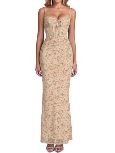 KUTUMAI Corset Bodycon Maxi Long Formal Wedding Guest Dresses for Women | Amazon (US)