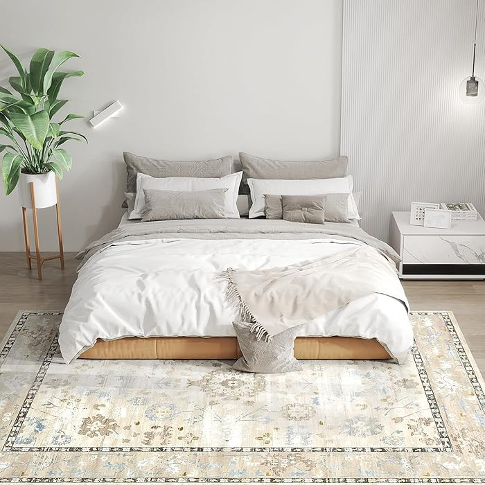 HOMCOM Machine Washable Area Rug, 9x12 Indoor Boho Rug, Non-Slip, Low Pile for Living Room, Bedro... | Amazon (US)