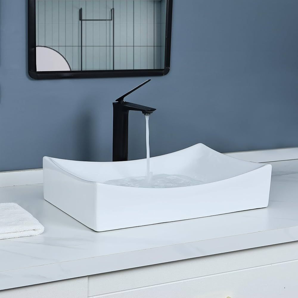 bathivy 22"x14" Rectangle Vessel Sink with Pop up Drain, Above Counter Bathroom Sink, Rectangular... | Amazon (US)