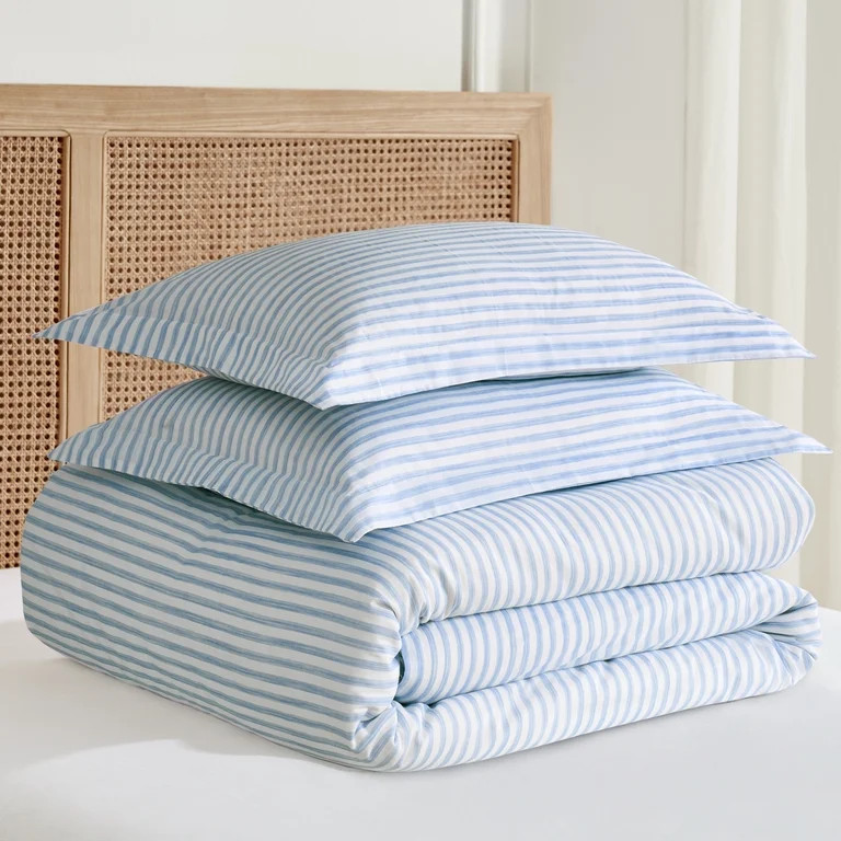 Levtex Home Martha Stripe Blue Reversible Full / Queen Comforter Set (90x94in) with 2 Pillowcases... | Walmart (US)
